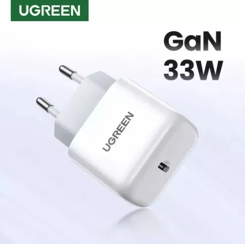 Carregador Rápido UGREEN 33W GaN PD, PD3.0, QC3.0, USB C, 12x 9,42