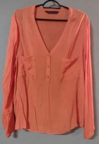Blusa laranja manga comprida - ZARA- 