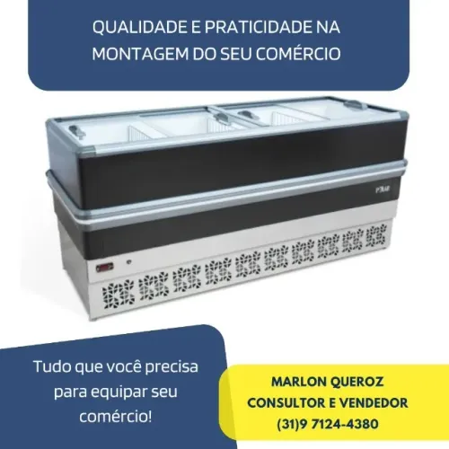 Ilha de Congelados Dupla Ação Vidro Reto Polar 2 Metros 127/220V