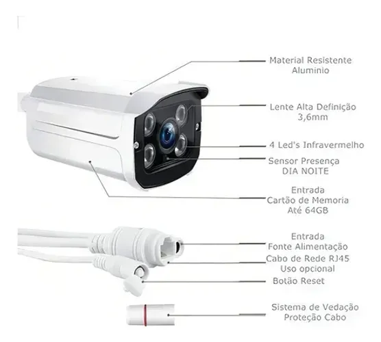 Câmera Ip Wifi Externa Hd Acesso Remoto