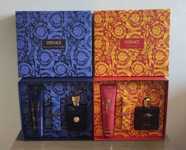 KIT VERSACE DYLAN BLUE - 100 ML / KIT VERSACE EROS FLAME - 100 ML ( Original ) 
