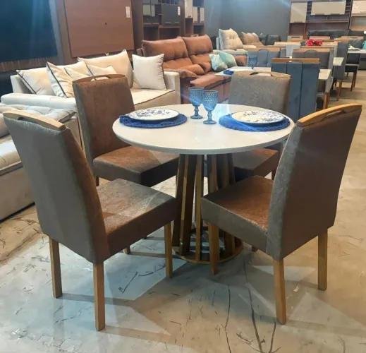 MESA JANTAR REDONDA 4 CADEIRAS DESIGN RÚSTICO SUPER OPORTUNIDADE SURPREENDA-SE!! 726TT7
