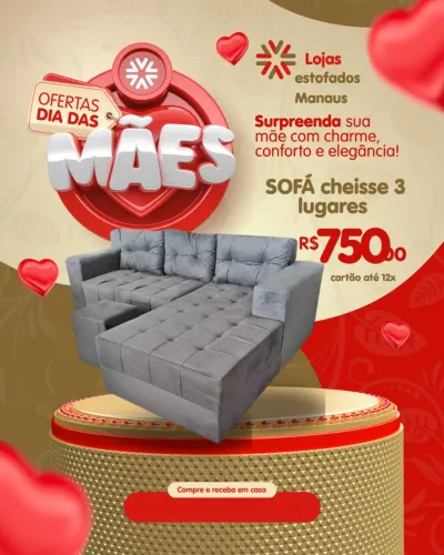 Sofá Cheisse 3 Lugares para sua Mãe!