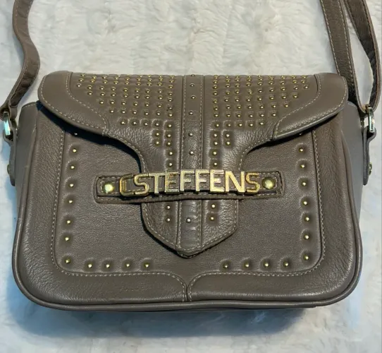 Bolsa Carmen Steffens Original em Couro - Cinza com Studs