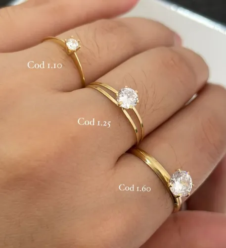 Anéis de Zircônia Folheados a Ouro - Diversos Modelos