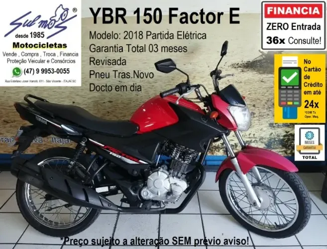 YBR 150 Factor E 2018 # ÚNICO DONO # ZERO entrada até 48x no Carnê! Consulte!