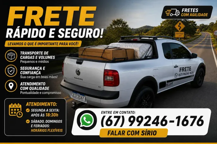 Pequenos Fretes com rapidez e segurança