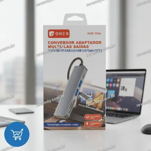 Conversor Adaptador USB-C Multiportas HDTV, USB 3.0, SD/TF e Power Delivery