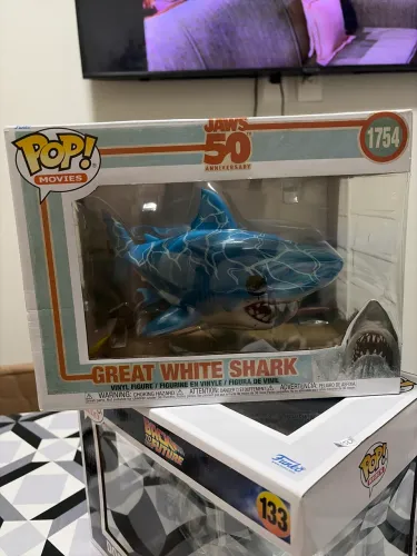 Funko pop movie, tubarão, edição comemorativa de 50 anos do filme, produto importado