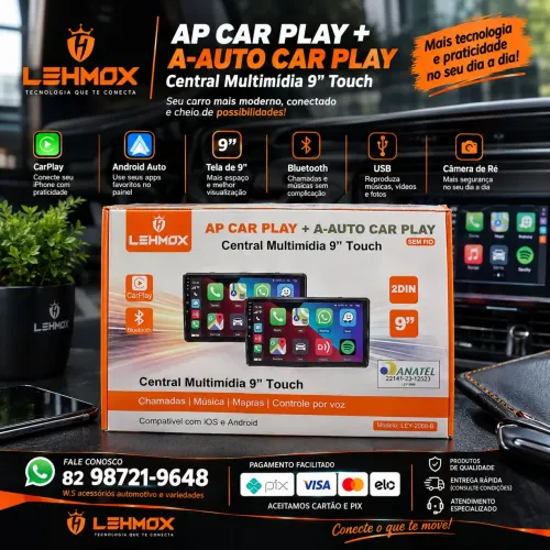 Multimídia de 9 para carros 12v com a-auto car play