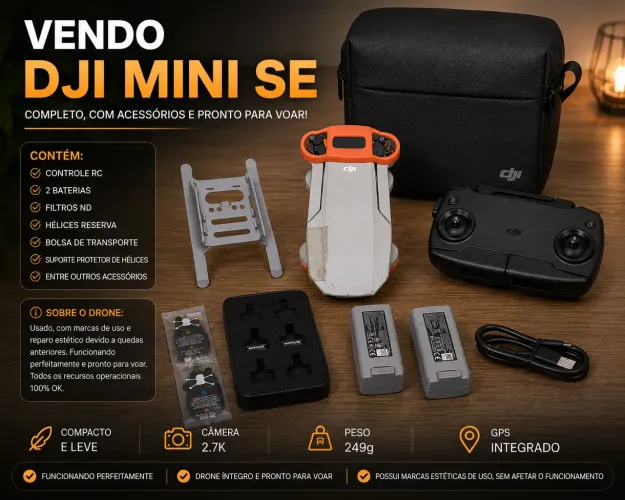 Vendo dji mini se (2 baterias, filtro nd, entre outros...