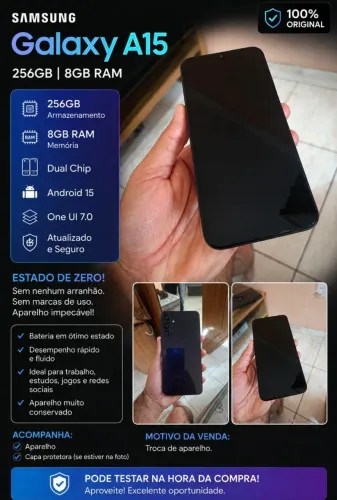 Samsung a15 250Gb 8 RAM ( sem arranhão)