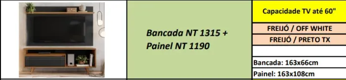 BANCADA NT1315 + PAINEL DE TV ATÉ 60'' , MONTO E ENTREGO NO MESMO DIA