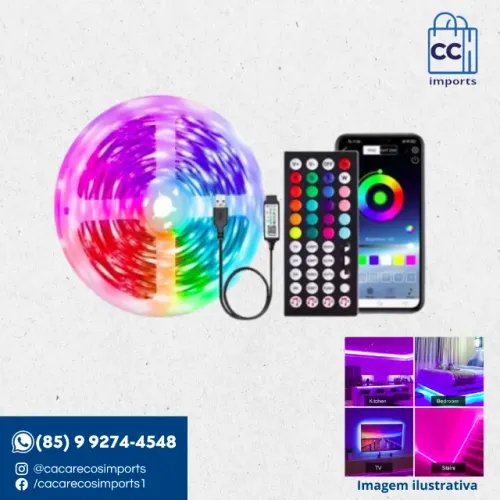Fita LED RGB com Controle Remoto 44 Key IR - 10m | Novo | Pronta Entrega