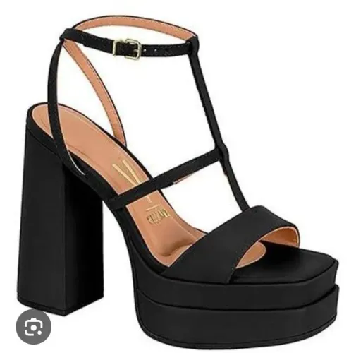Sandália Meia Pata Vizzano Salto Grosso Preto