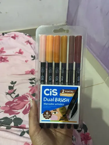 Kit 6 Canetas CIS Dual Brush Aquarelável Tons de Pele - Marcador Artístico 2 Pontas
