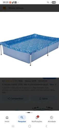 Piscina de 1000 litros ,pouco usada!!!