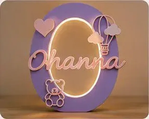 Placa decorativa infantil com led