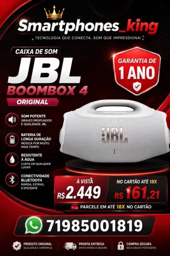 JBL Boombox 4 lacrada, nota fiscal e garantia de 1 ano