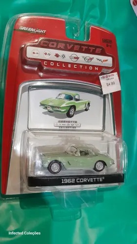 Miniatura Carro Chevrolet Corvette (1962) Verde - 1:64 - Greenlight