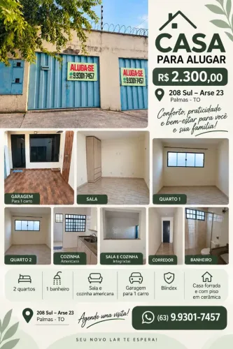 Alugam - se casas individuais 208 sul