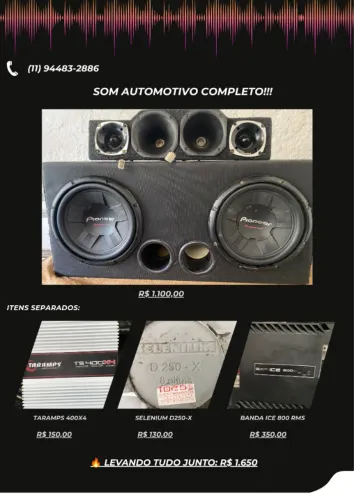 VENDO SOM AUTOMOTIVO COMPLETO - GRAVE FORTE!