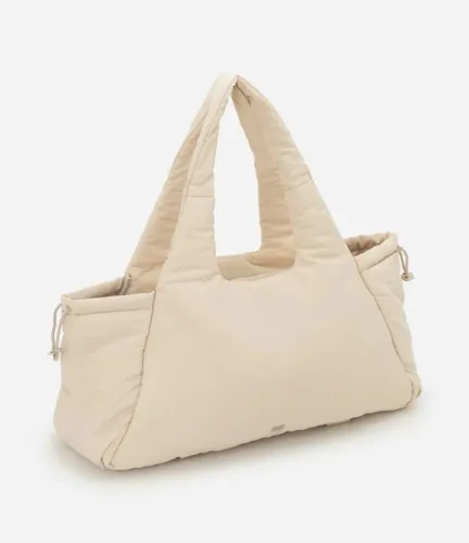 Bolsa Shopper Grande com Alça de Mão e Ajuste Lateral Off White
