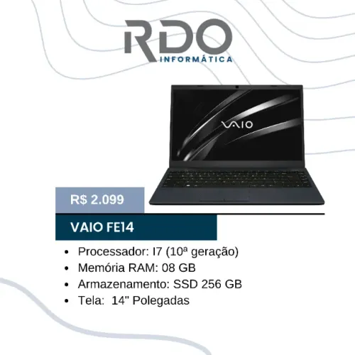 Notebook Vaio FE14 i7 10ª Geração 8GB RAM 256GB SSD 14" - Notebook Leve e potente!