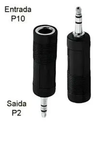 Adaptador de Áudio P10 x P2 Plug conector Conversor