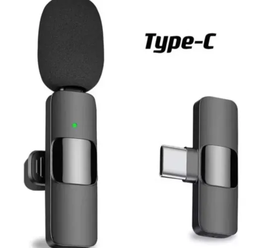 Microfone de Lapela K9 Sem Fio Tipo C | Áudio Limpo para Vídeos, Lives e Gravações