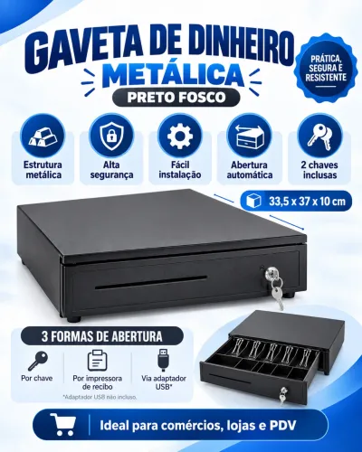 Caixa Registradora Gaveta Caixa De Dinheiro Para Comercio Com Detector de Nota