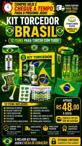 KIT TORCEDOR BRASIL com 12 peças