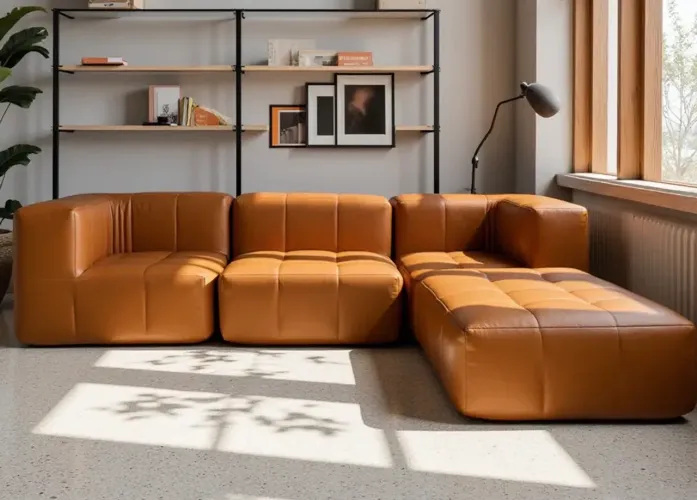 Sofá na caixa 3 lugares + apoio de pé