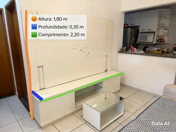 Rack com painel Off branco com LED + Mesa de Centro Espelhada DE BRINDE