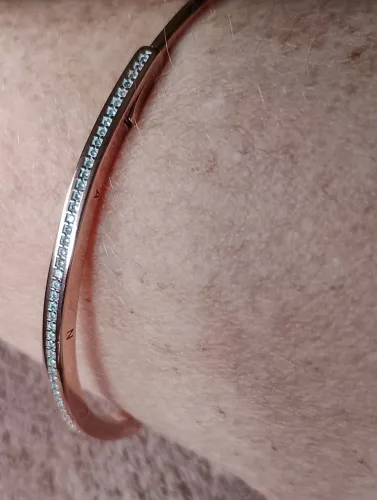 Lindo Bracelete na cor Rosê em Prata 925 e Zircônias - 19cm