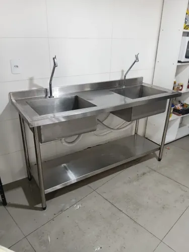 Pia inox duas cubas