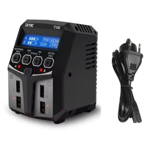 Carregador Duplo Skyrc T100 P/ Bateria Lipo Lion Nimh Nicd Life LiHV Pb<br>