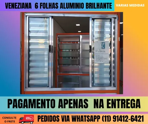 Veneziana 6 folhas aluminio 1,00X1,20 - cod003