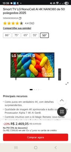 TV lacrada na caixa com nota fiscal 