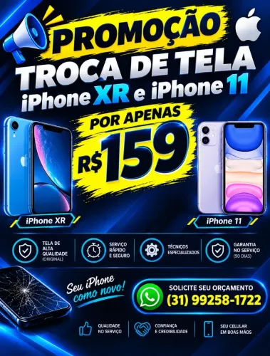 Troca de tela iPhone Xr e iPhone 11