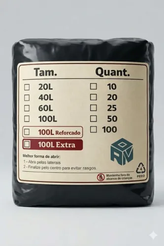 Pacote de saco de lixo de 100L Comum 