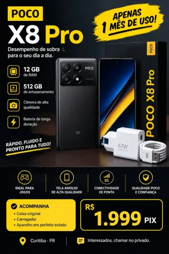 Poco X8 Pro 12+512GB seminovo (um mes de uso)