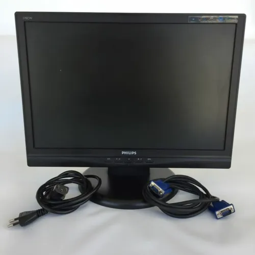 Monitor philips 17 polegadas wide preto com cabos