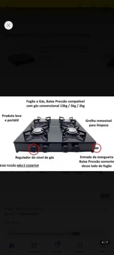Fogão cooktop + manqueira registro e abraçadeira 