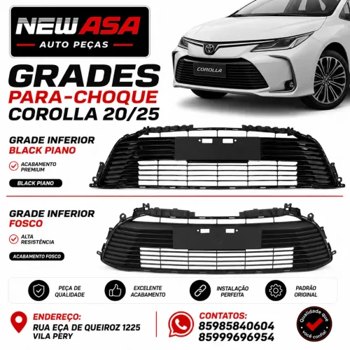 GRADE PARA CHOQUE COROLLA 20/25 BLACK PIANO E PRETO FOSCO