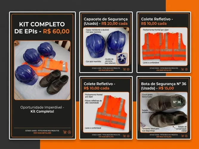 Kit EPI's Capacete - Bota - Colete