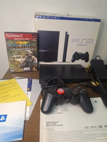PlayStation 2 Completo + Caixa + Jogo original + Serial Batendo