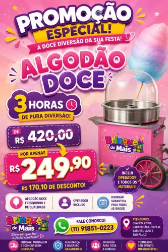 Locacao de algodão doce e pipoca