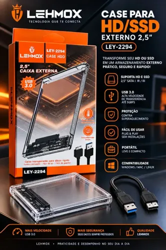 Case 3.0 Lehmox Transparente para HD/SSD para Notebook PC