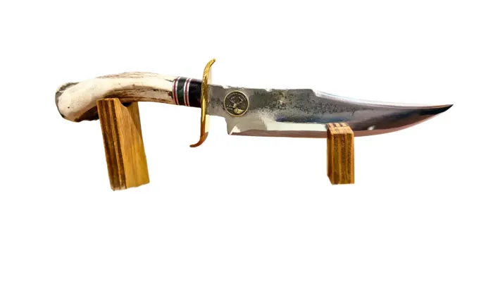 Faca Bowie Americana Caçador Com Chifre De Cervo